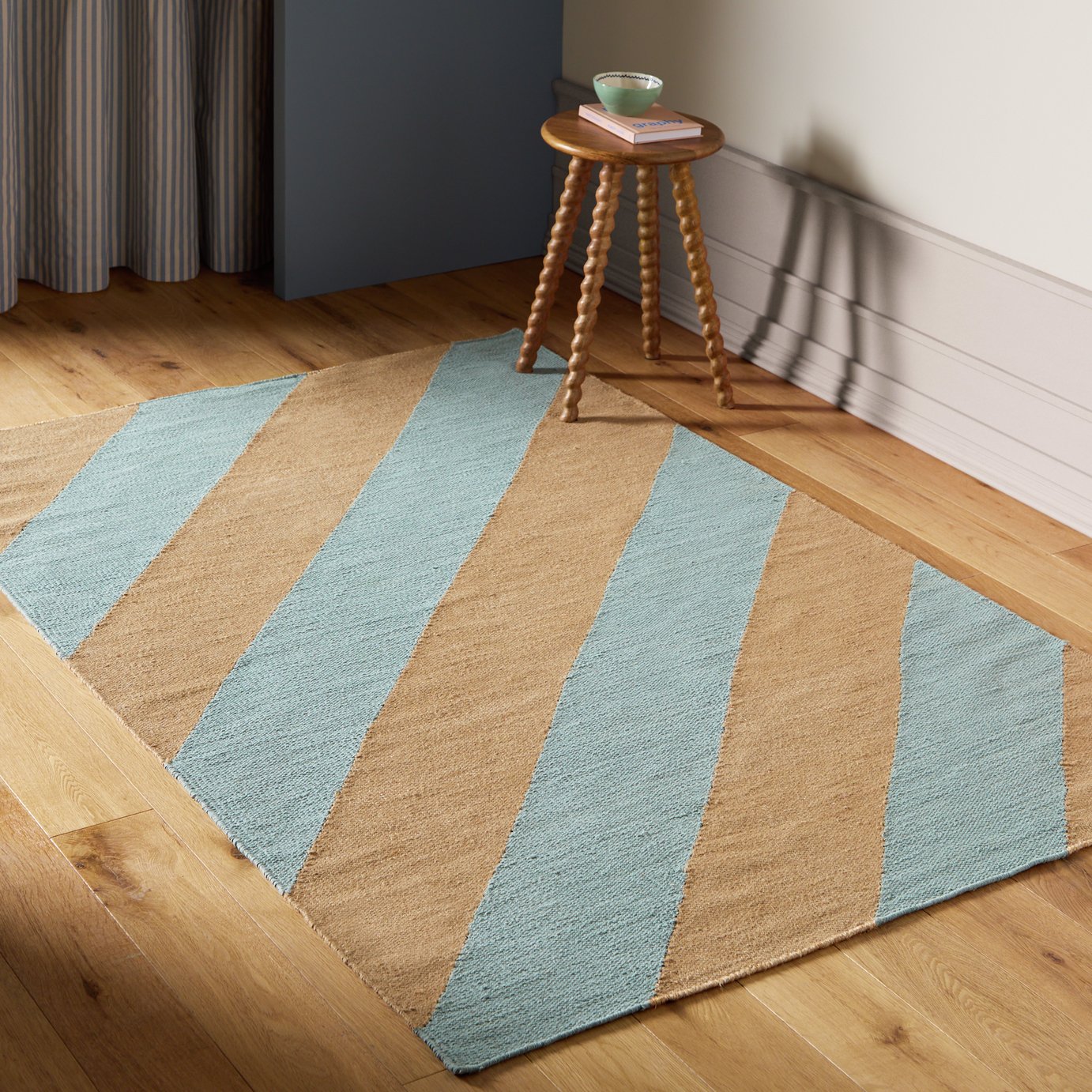 Habitat Diagonal Stripe Blue Flatweave Rug