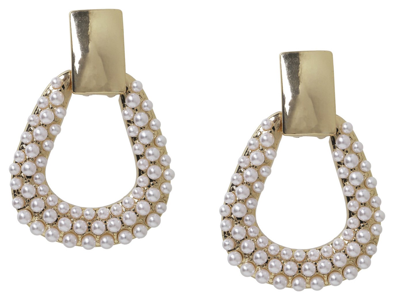 Liars & Lovers Gold Tone Pave Door Knocker Drop Earrings