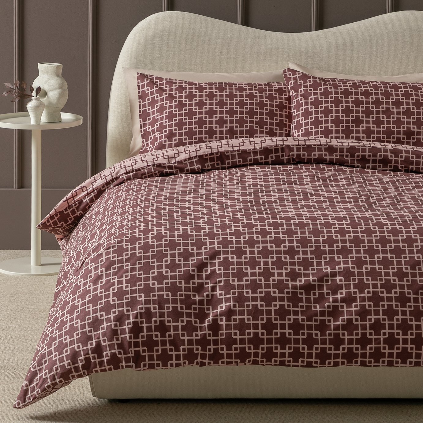 Habitat Geo Trellis Pink Bedding Set - Superking
