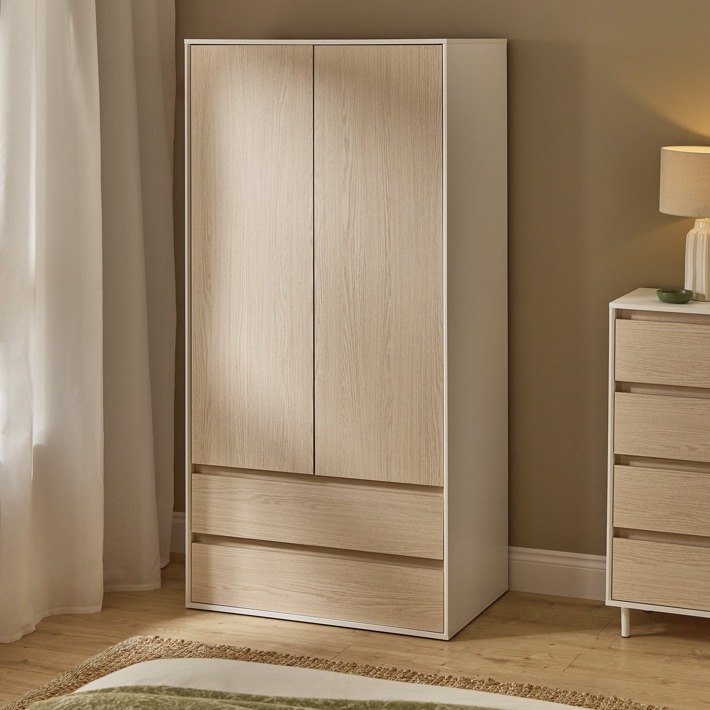 Argos Home Holland 2 Door 2 Drawer Wardrobe - Light Oak