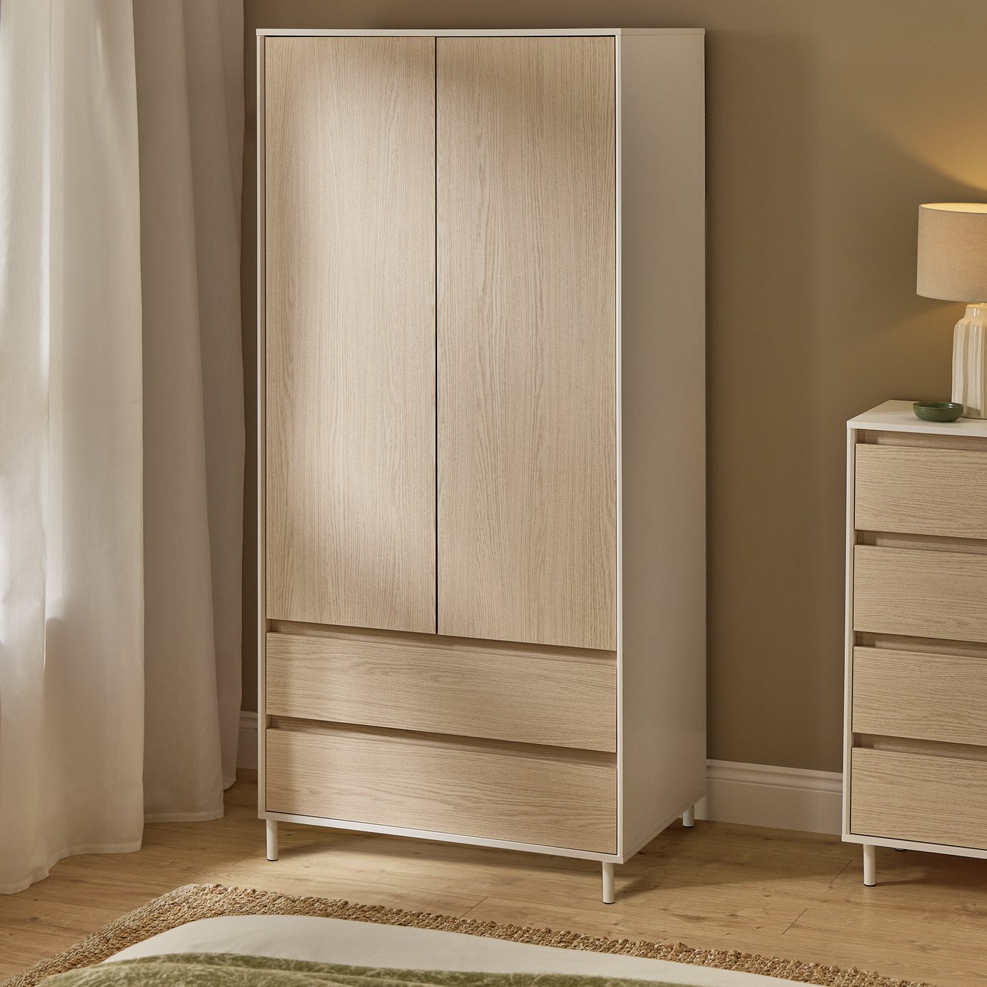 Argos Home Holland 2 Door 2 Drawer Wardrobe - Light Oak