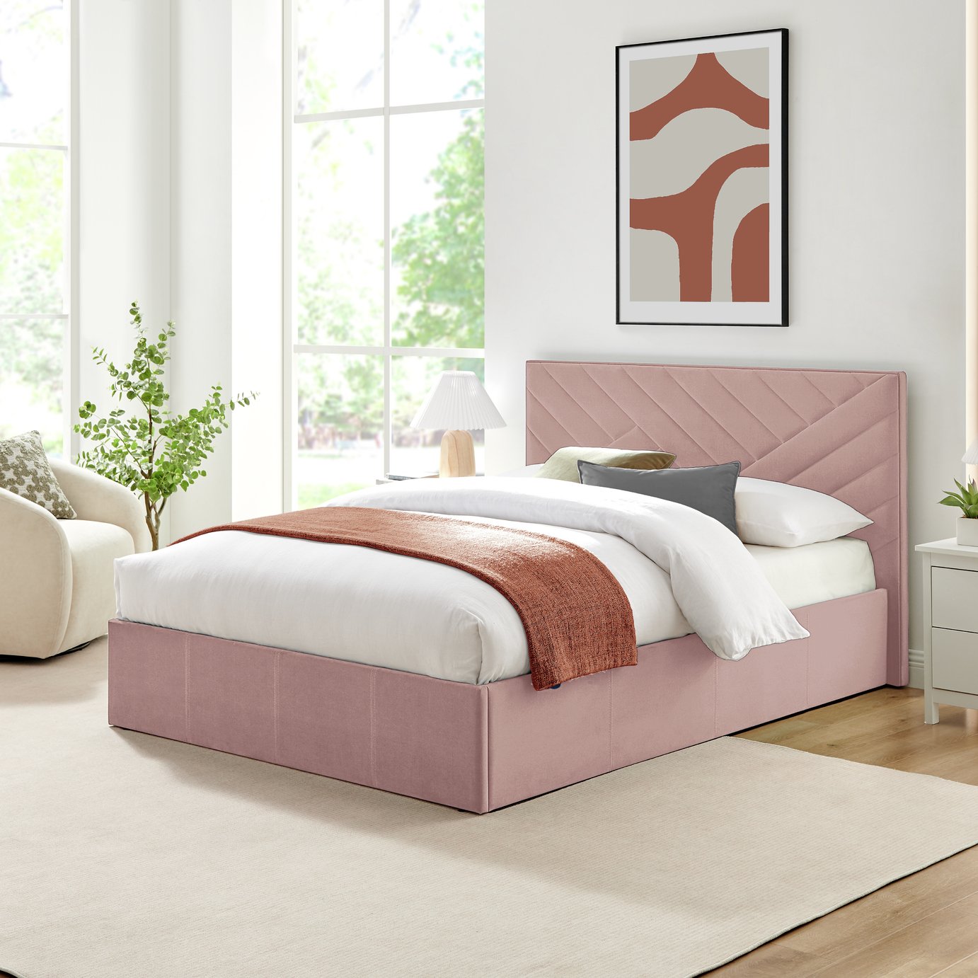 Argos Home Luca Double End Lift Ottoman Bed - Pink