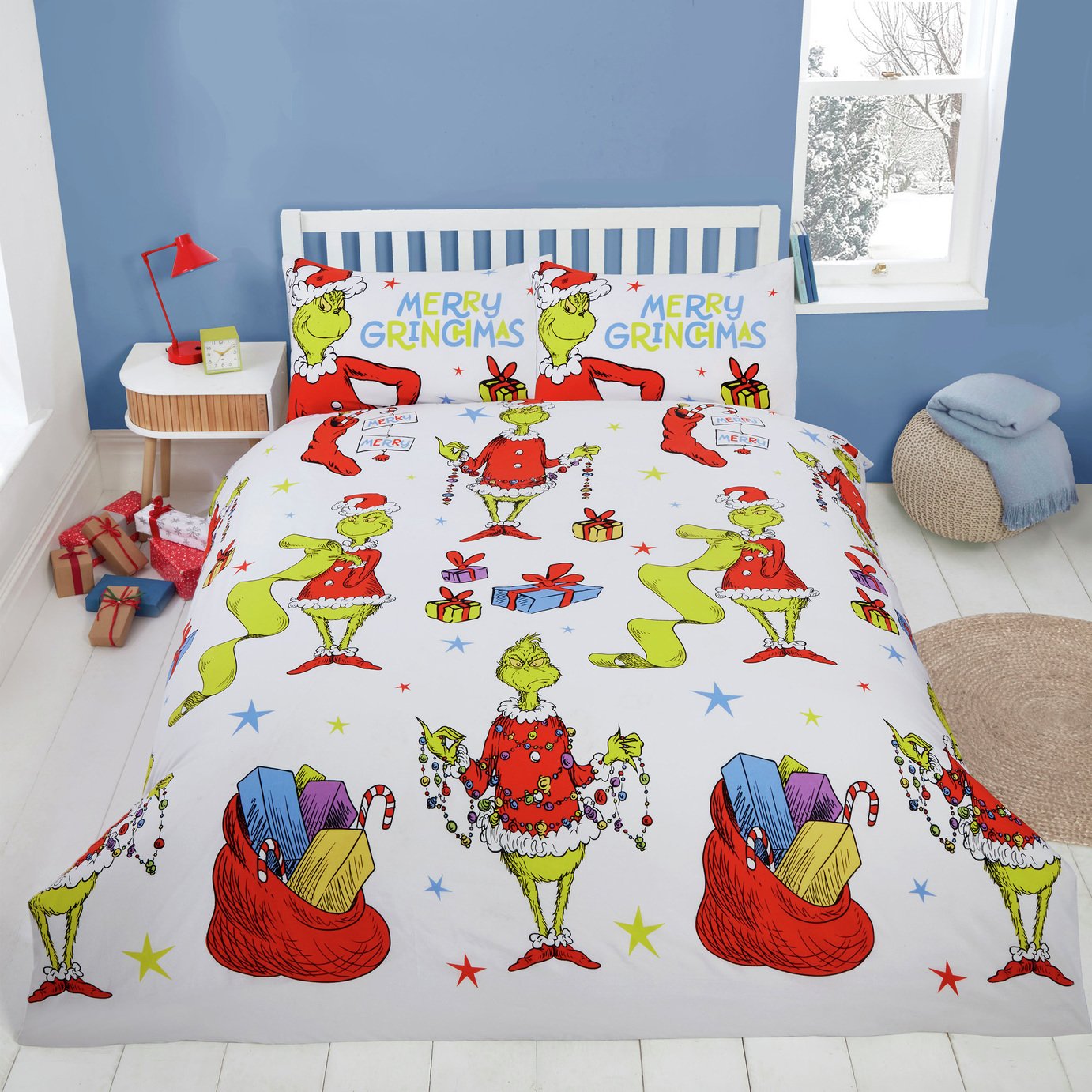 The Grinch White Kids Bedding Set - Double