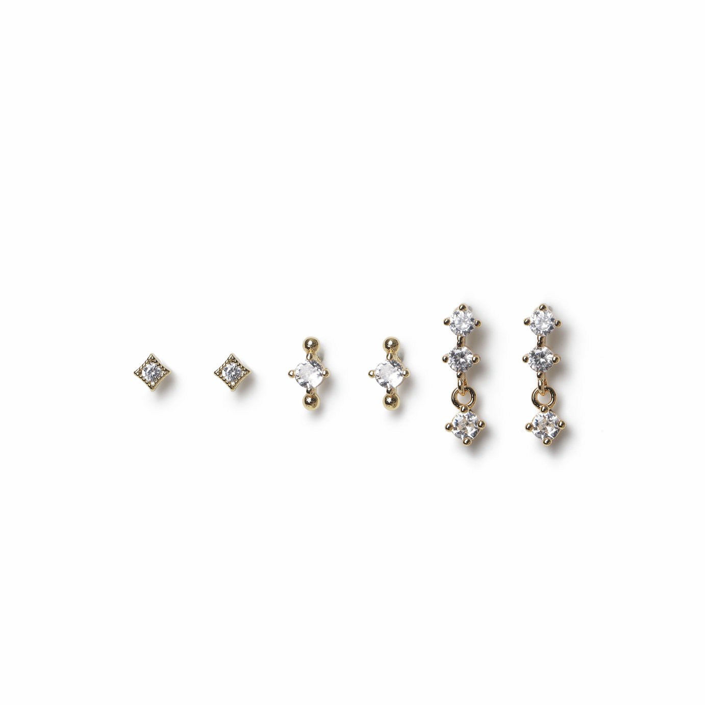 Freedom Gold Plated Crystal Stud Earring Set
