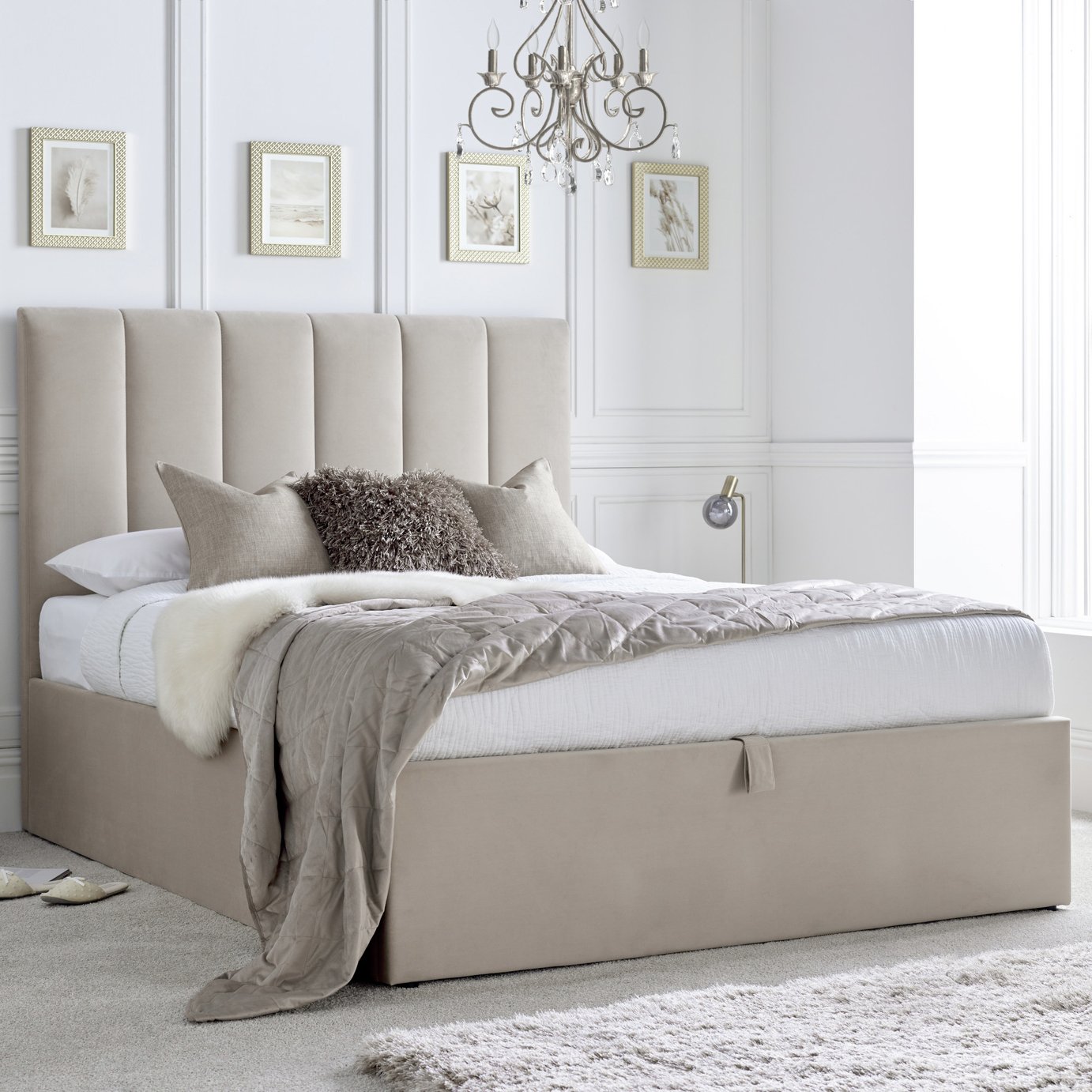 Time4Sleep Linea Velvet End Lift Ottoman Bed