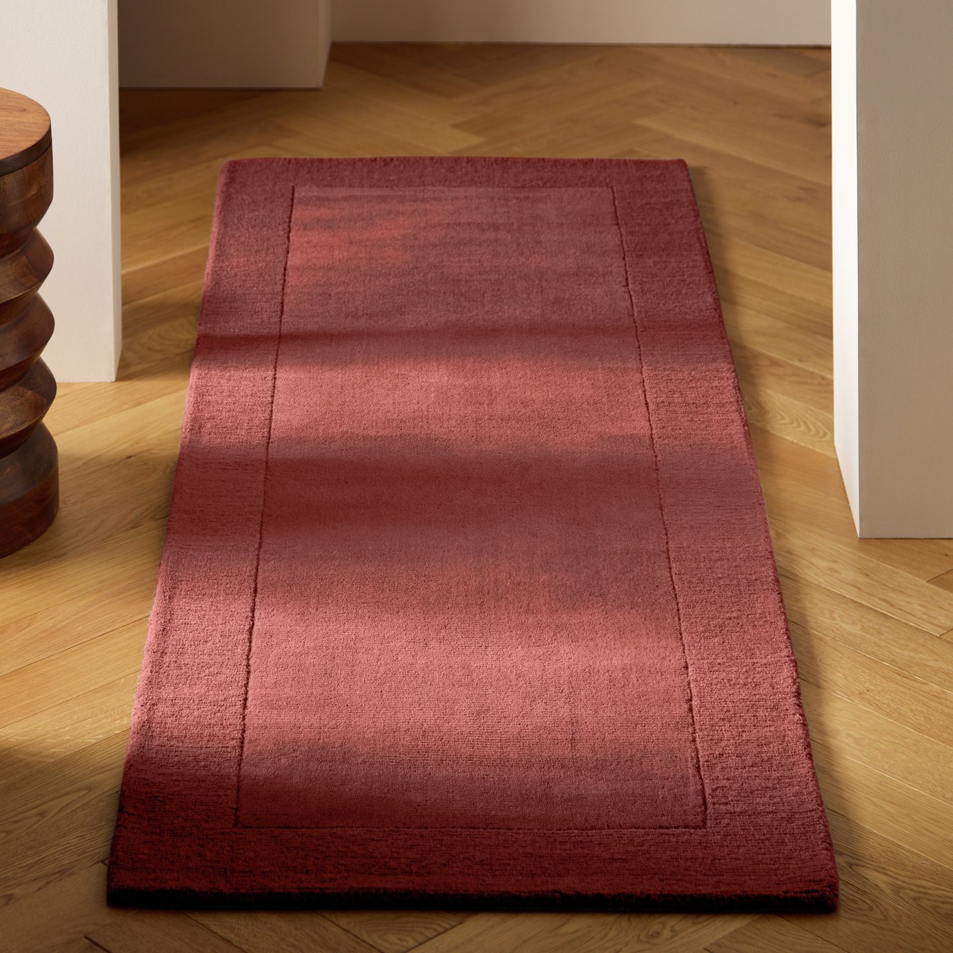 Habitat Simple Border Burgundy Wool Cut Pile Runner-66x200cm