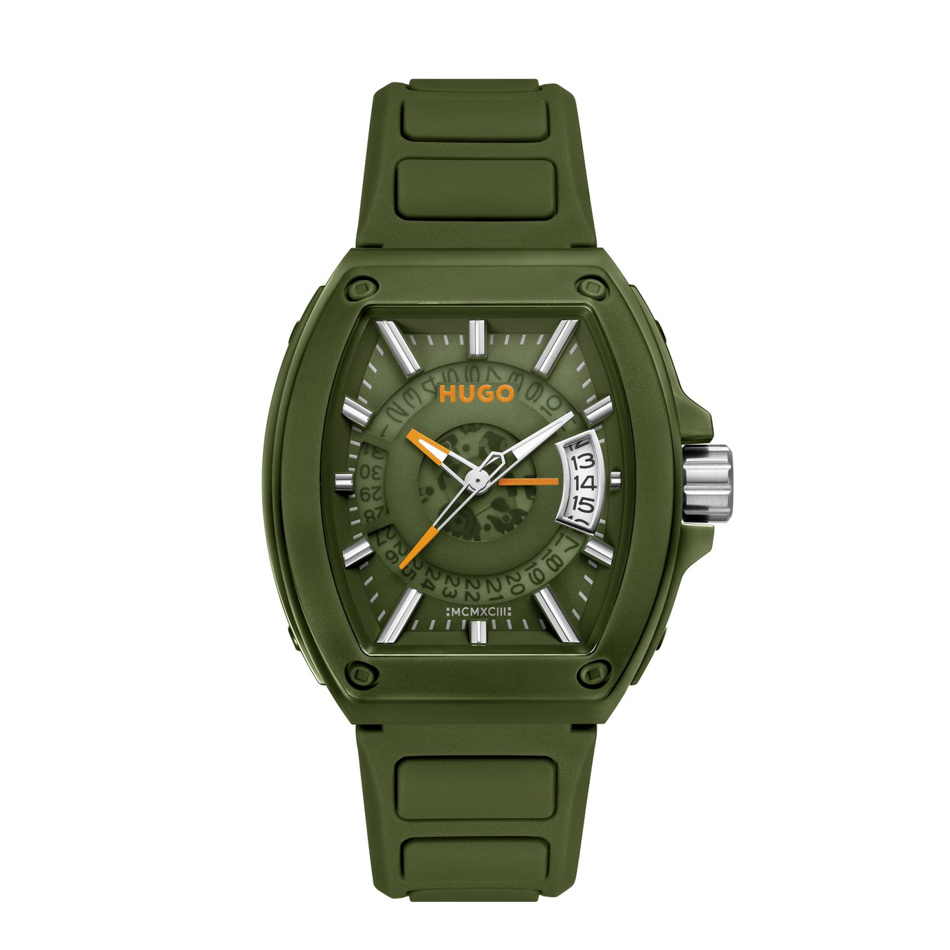 HUGO Men's Green Silicone Strap Watch