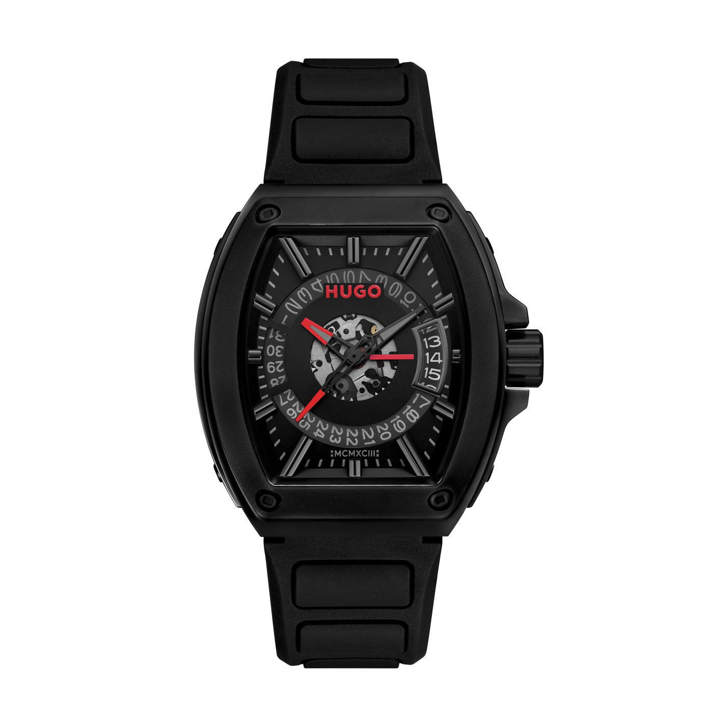 HUGO Men's Black Silicone Strap Watch