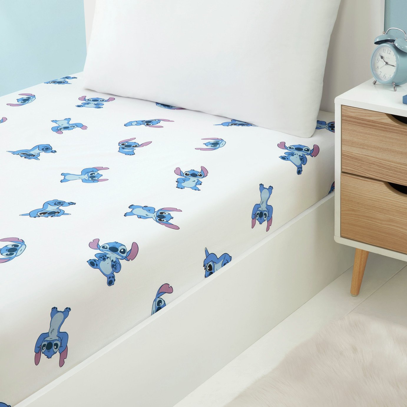 Disney Stitch Kids White Fitted Sheet