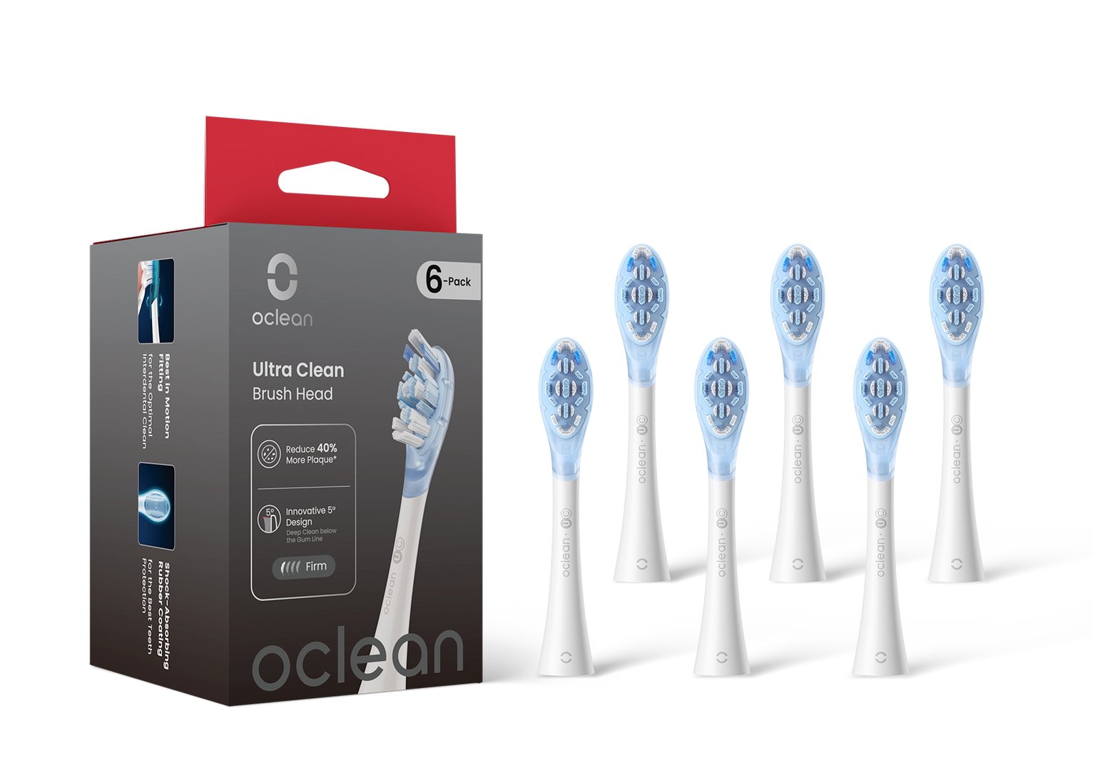 Oclean Ultra Clean Brush Head White - 6 Pack
