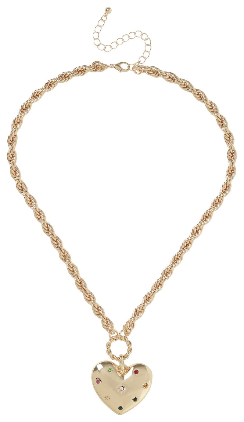 Liars & Lovers Gold Tone Heart Gem Pendant Necklace