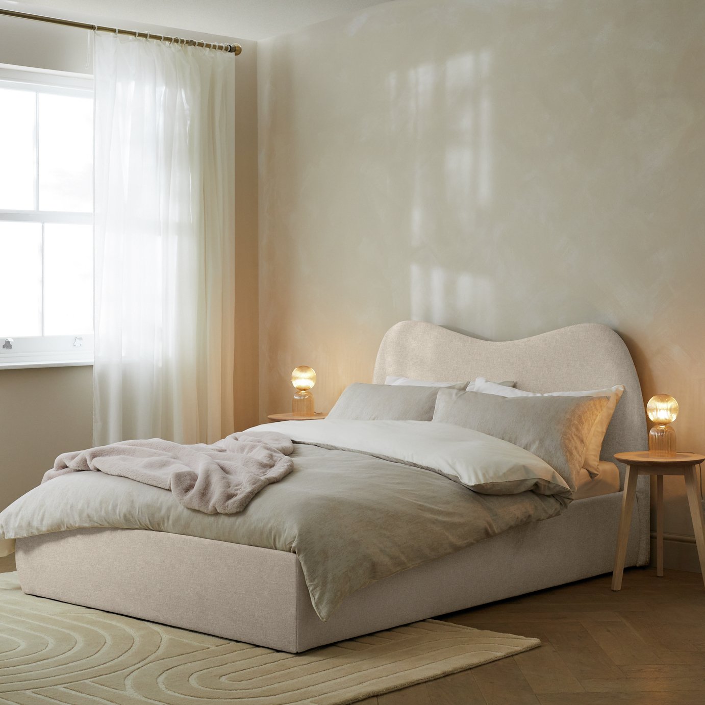 Habitat Orton Fabric Double End Lift Ottoman Bed - Natural