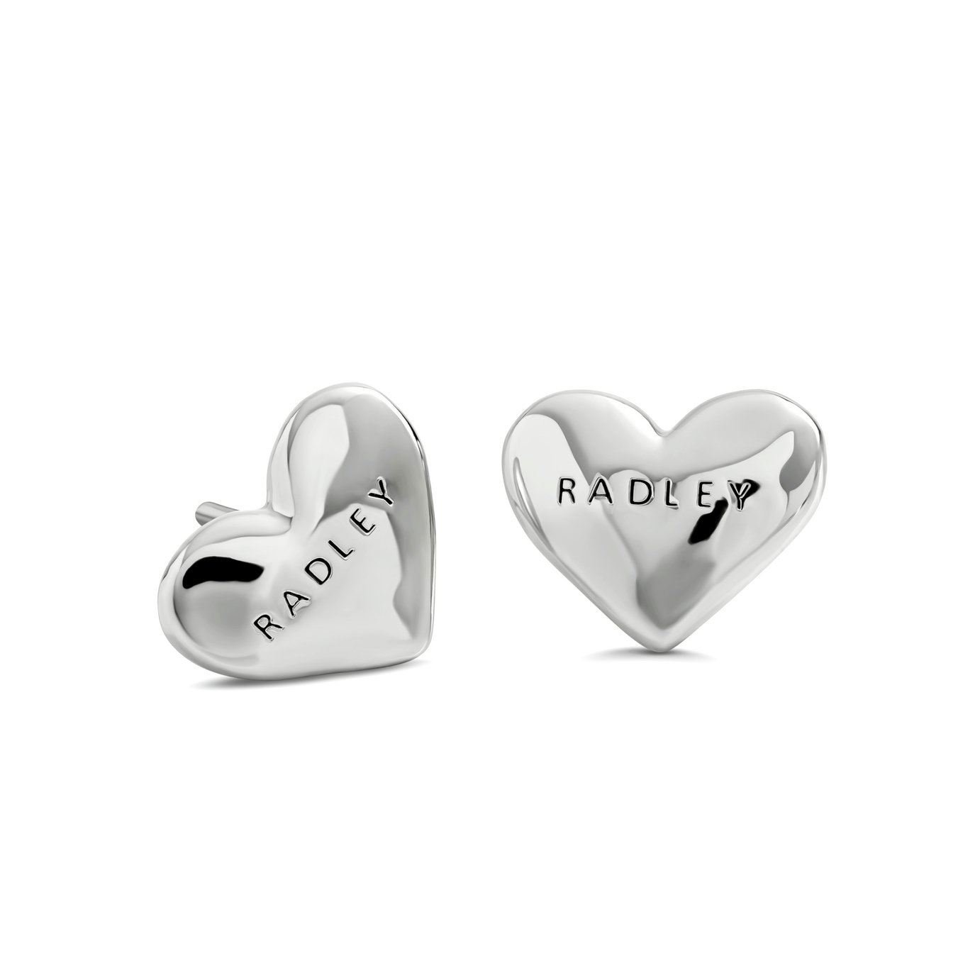 Radley Silver Plated Hammered Heart Stud Earrings