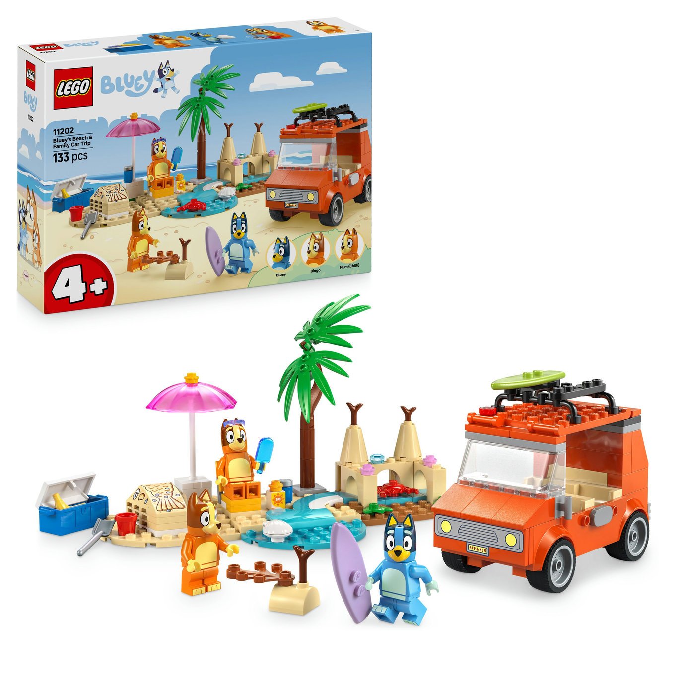 LEGO Bluey: Bluey's Beach & Family Car Trip Toy Set 11202