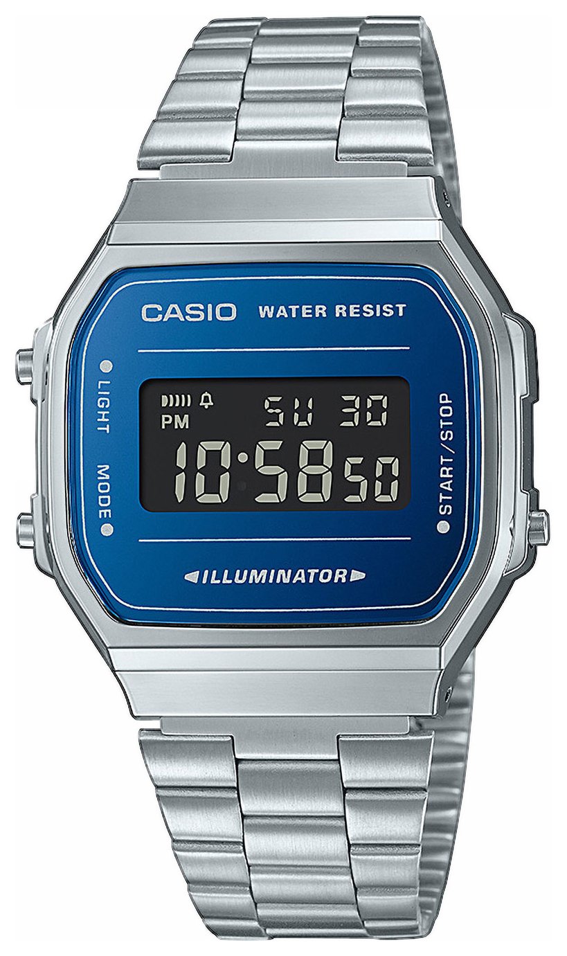 Casio Vintage Retro Blue Dial Silver Bracelet Watch