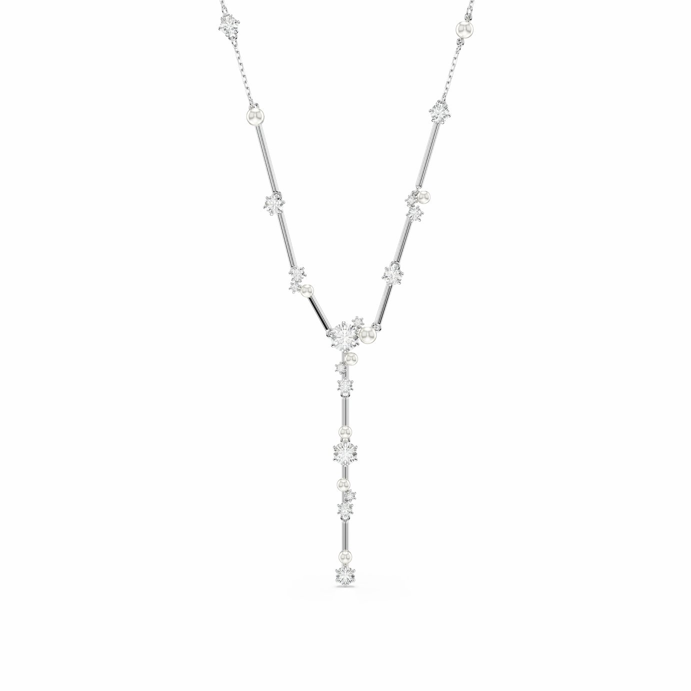 Swarovski Rhodium Plated Crystal Pearl Constella Y Necklace