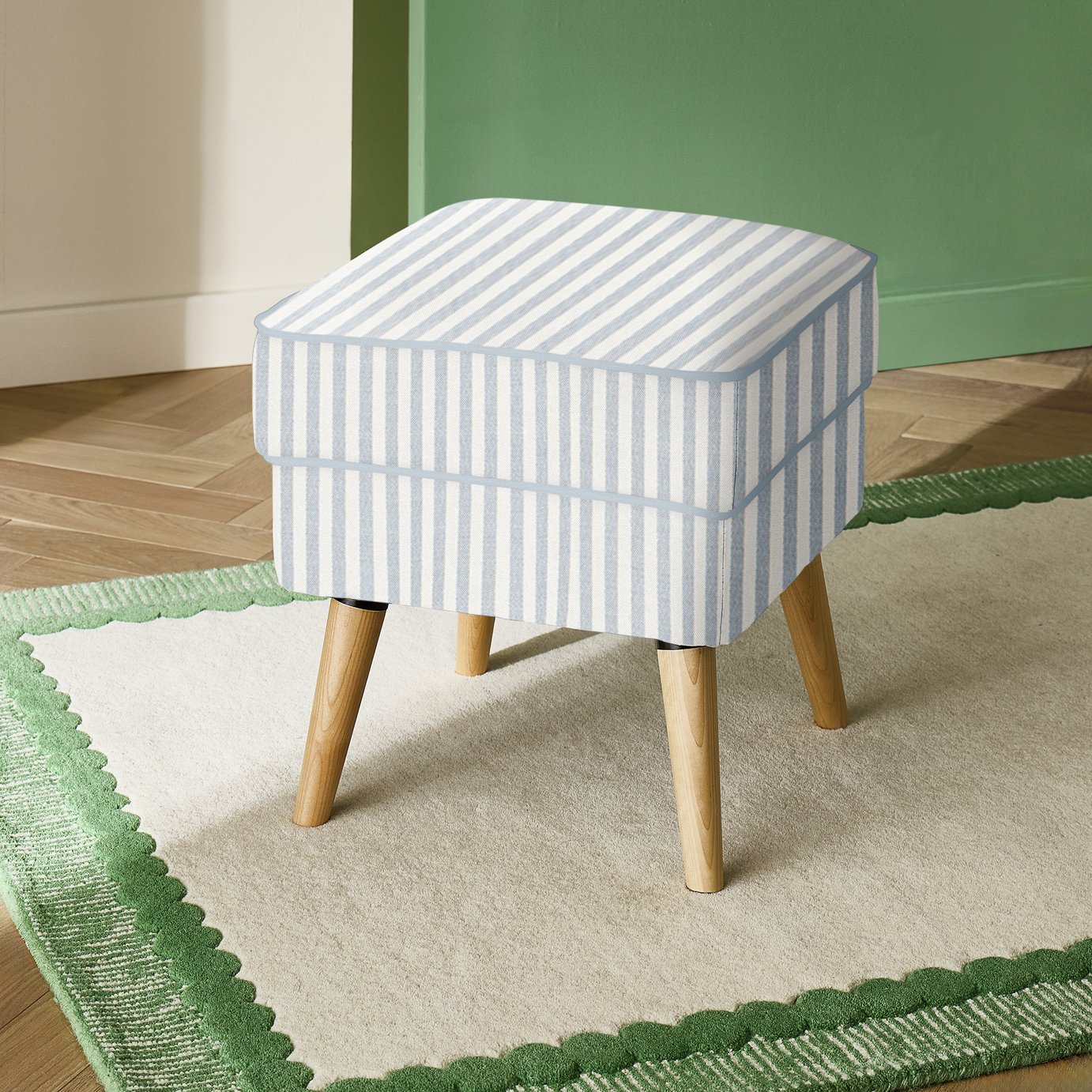 Habitat Callie Fabric Footstool - Blue Stripe