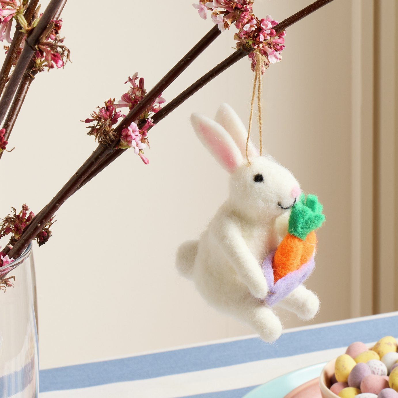 Argos Home Handcrafted Felt Bunny with Carrot Ornament