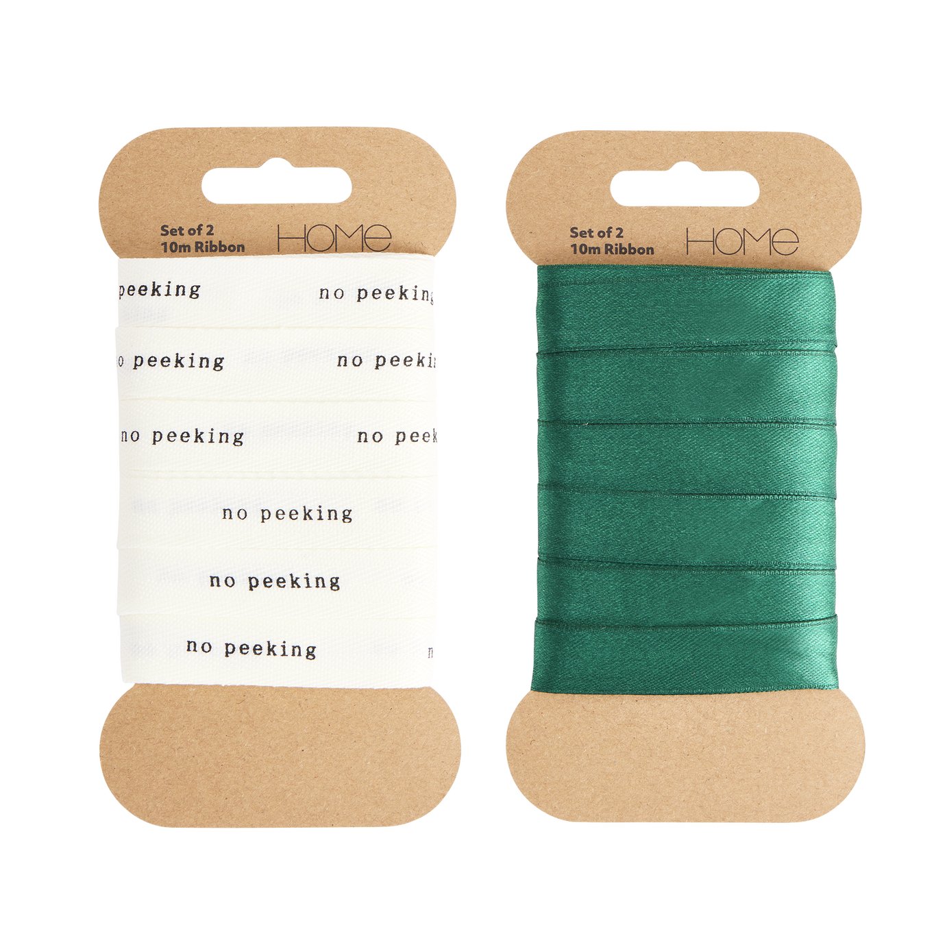 Argos Home Set of 2 Green Satin and No Peeking Ribbon