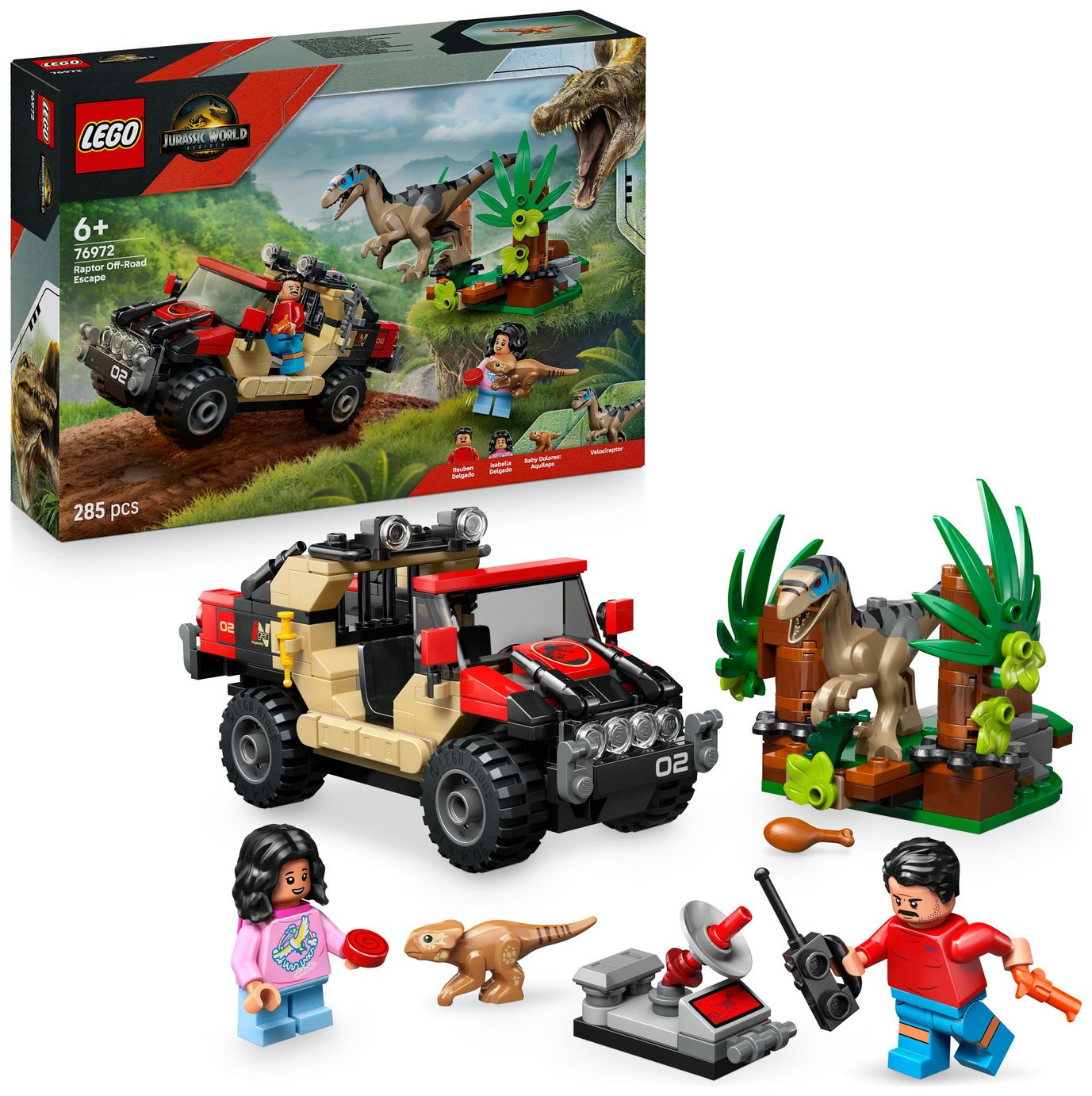 LEGO Jurassic World Raptor Off-Road Escape Dino Toy 76972
