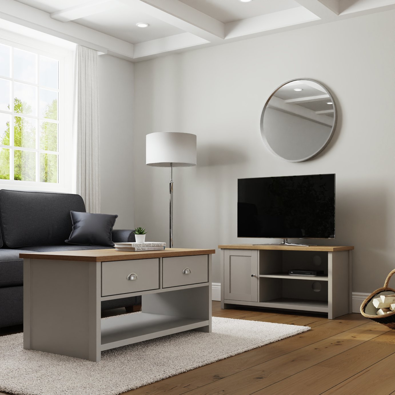 GFW Lancaster 2 Drawer Coffee Table and TV Unit