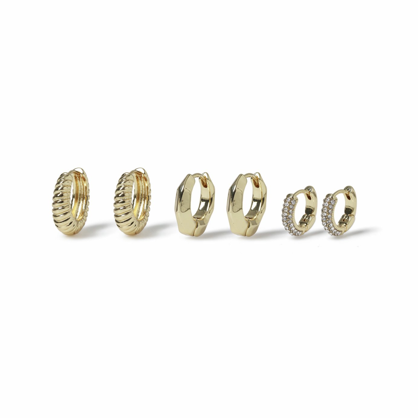 Freedom Gold Mixed Pack of 3 Hoop Earrings Set
