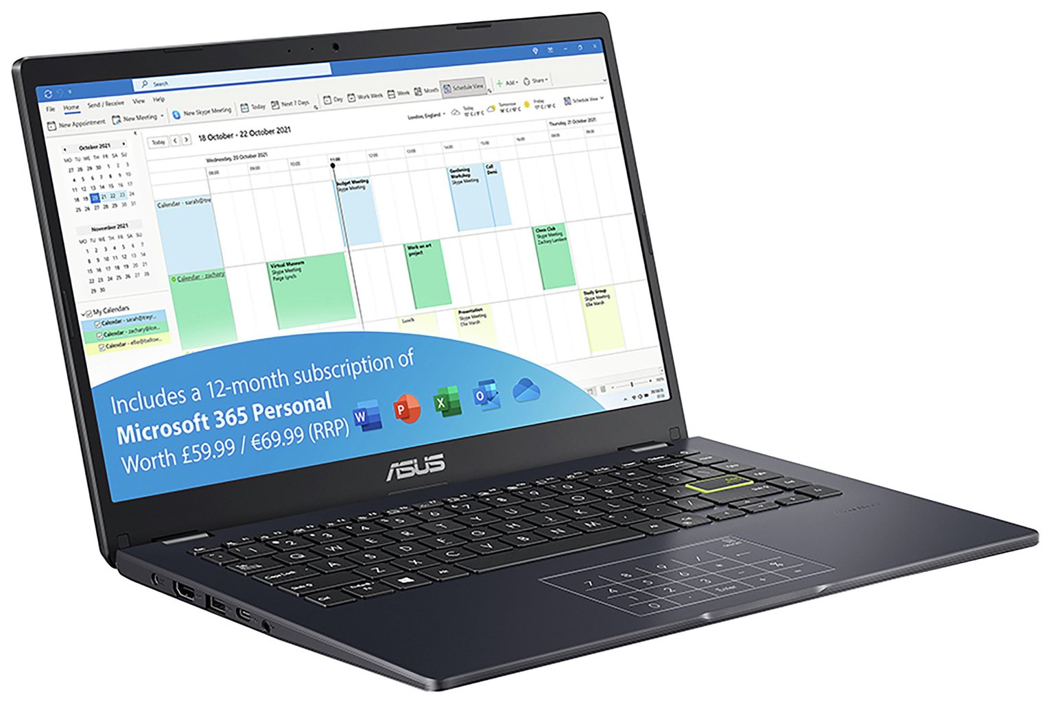 ASUS Vivobook E410 14in Intel Celeron 4GB 128GB Laptop- Blue