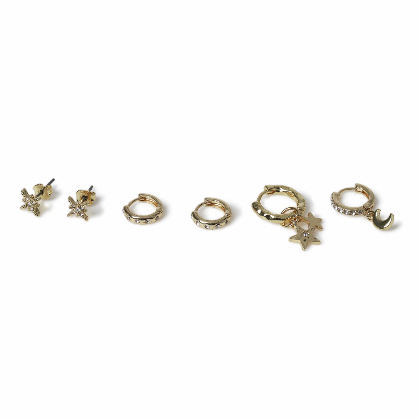 Freedom Gold Star Moon Pack of 6 Earrings