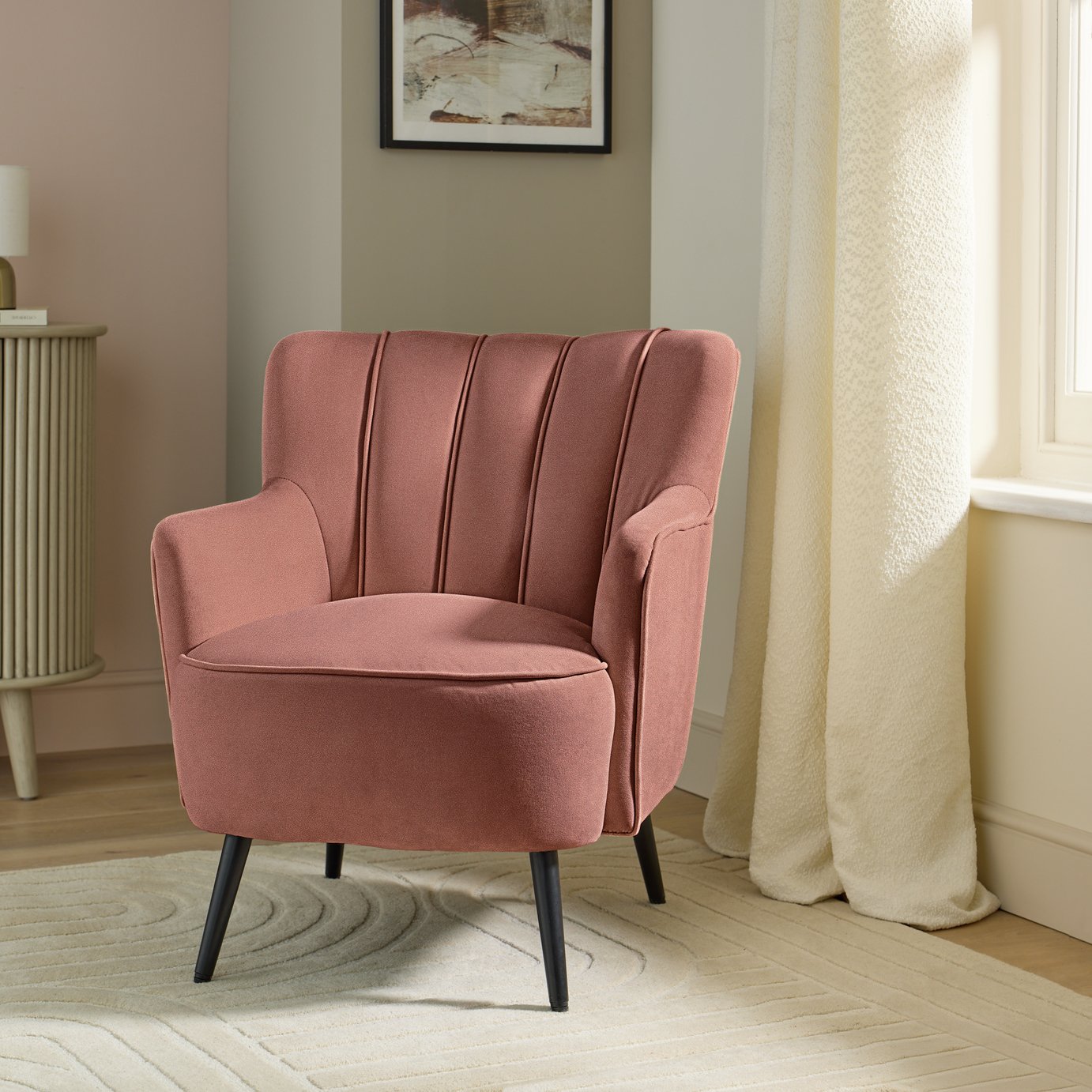 Argos Home Liora Velvet Armchair - Pink