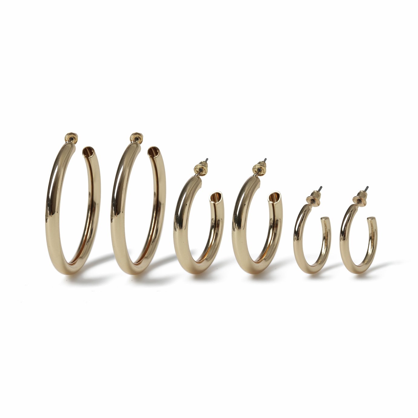 Freedom Gold Tone Tube Pack of 6 Hoop Earrings