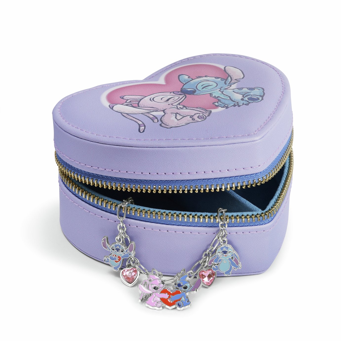 Disney Stitch & Angel Heart Jewellery Box and Bracelet Set
