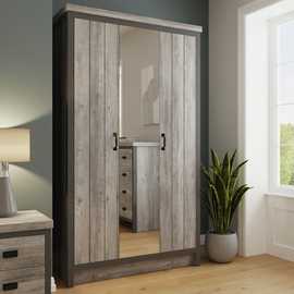 GFW Boston 3 Door Mirror Wardrobe - Slate Grey