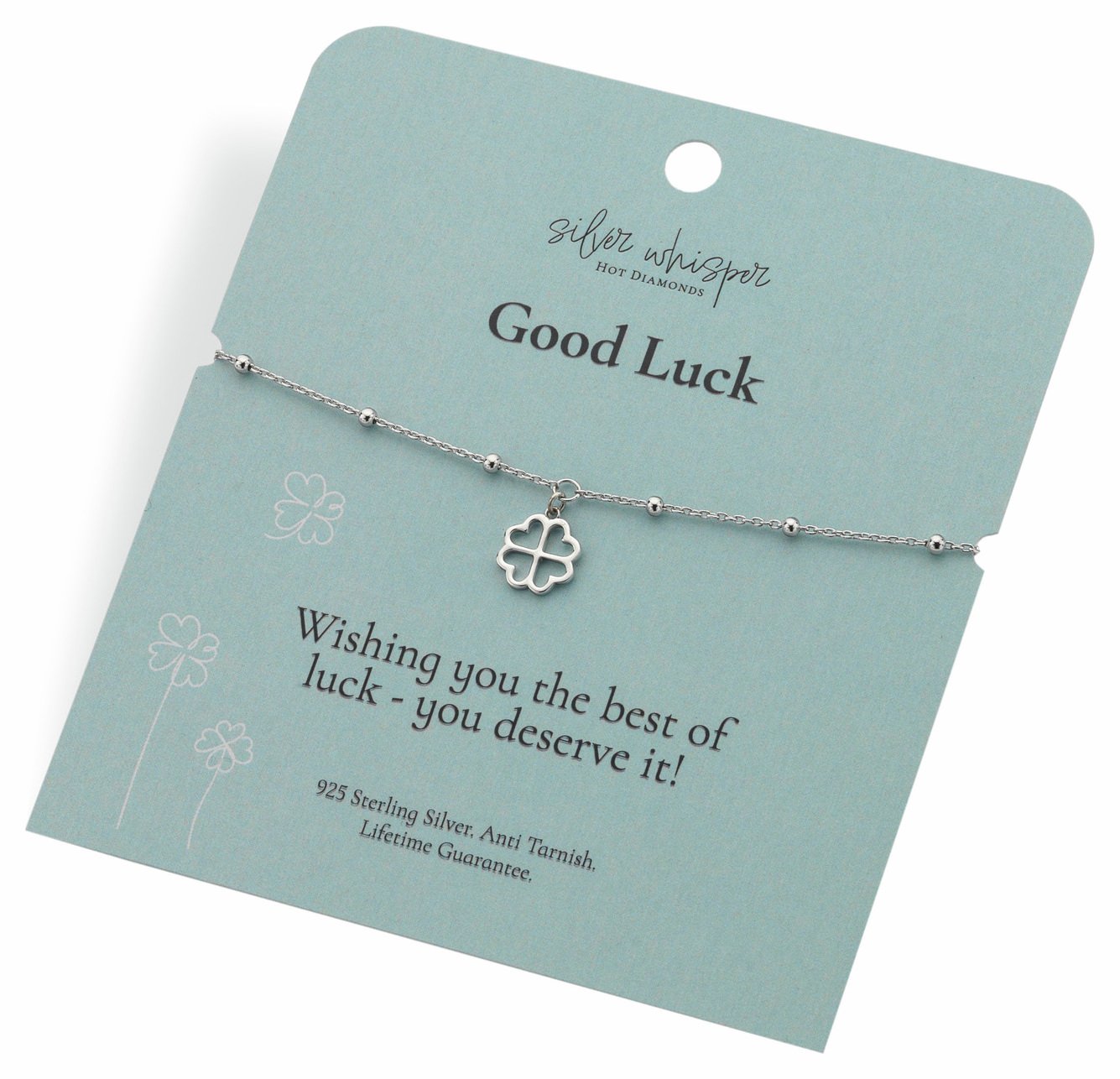 Hot Diamonds Sterling Silver Good Luck Clover Charm Bracelet