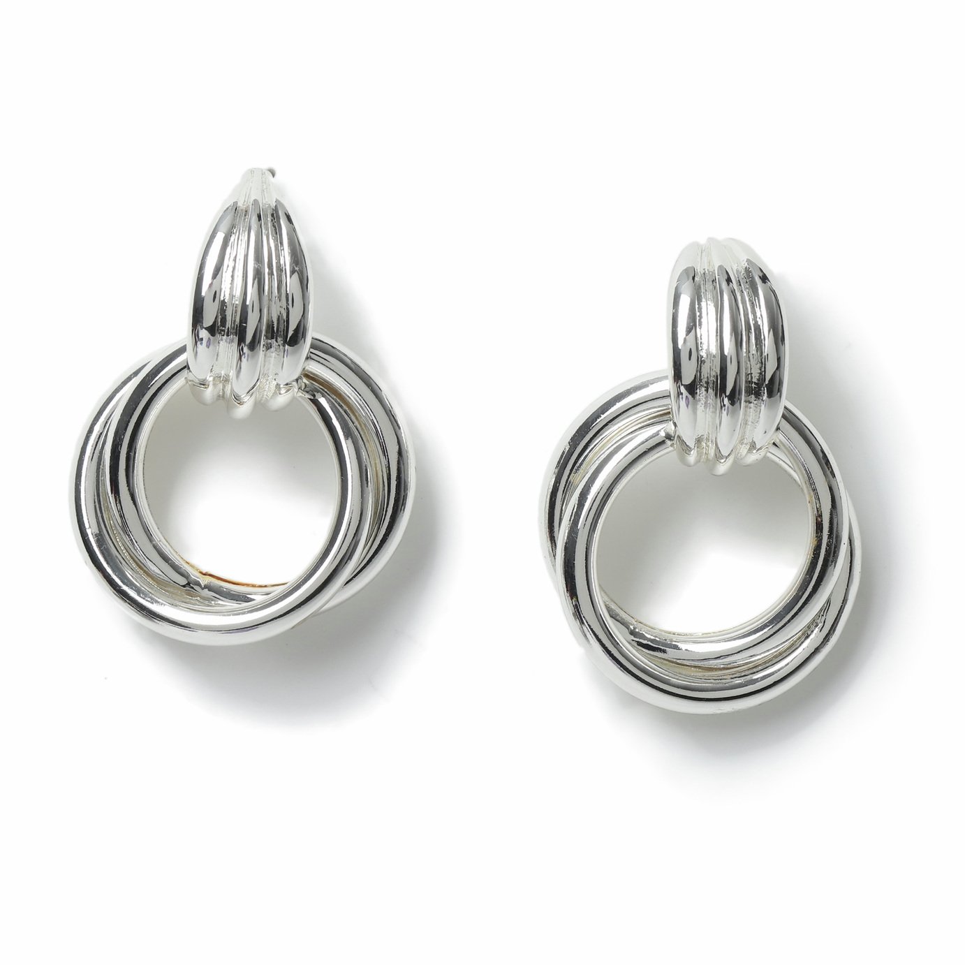 Freedom Silver Chunky Interlock Earrings