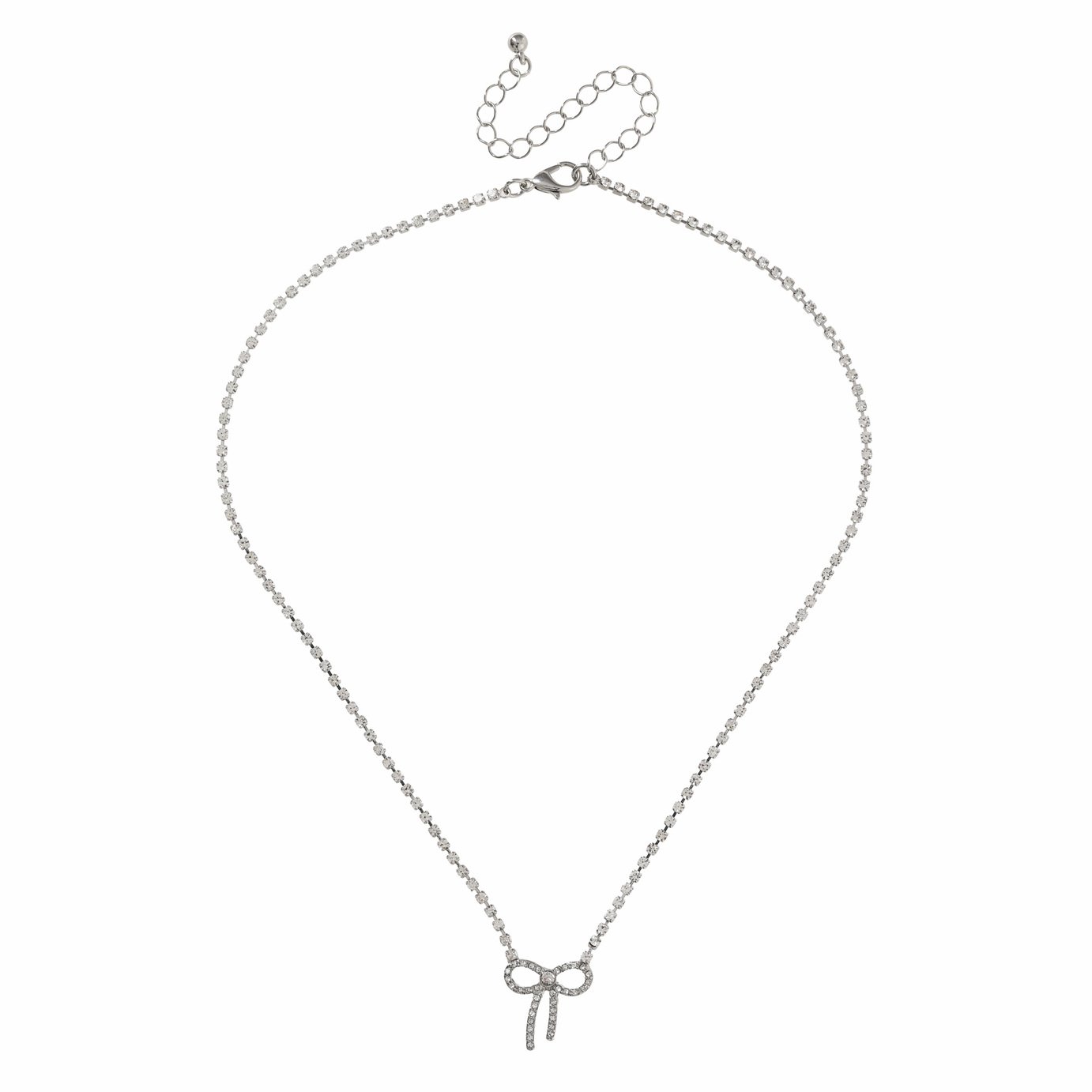 Liars & Lovers Silver Tone Crystal Bow Pendant Necklace