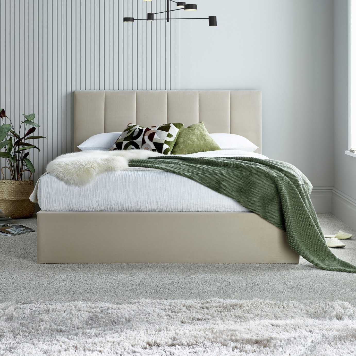 Time4Sleep Valencia Double End Lift Ottoman Bed - Beige