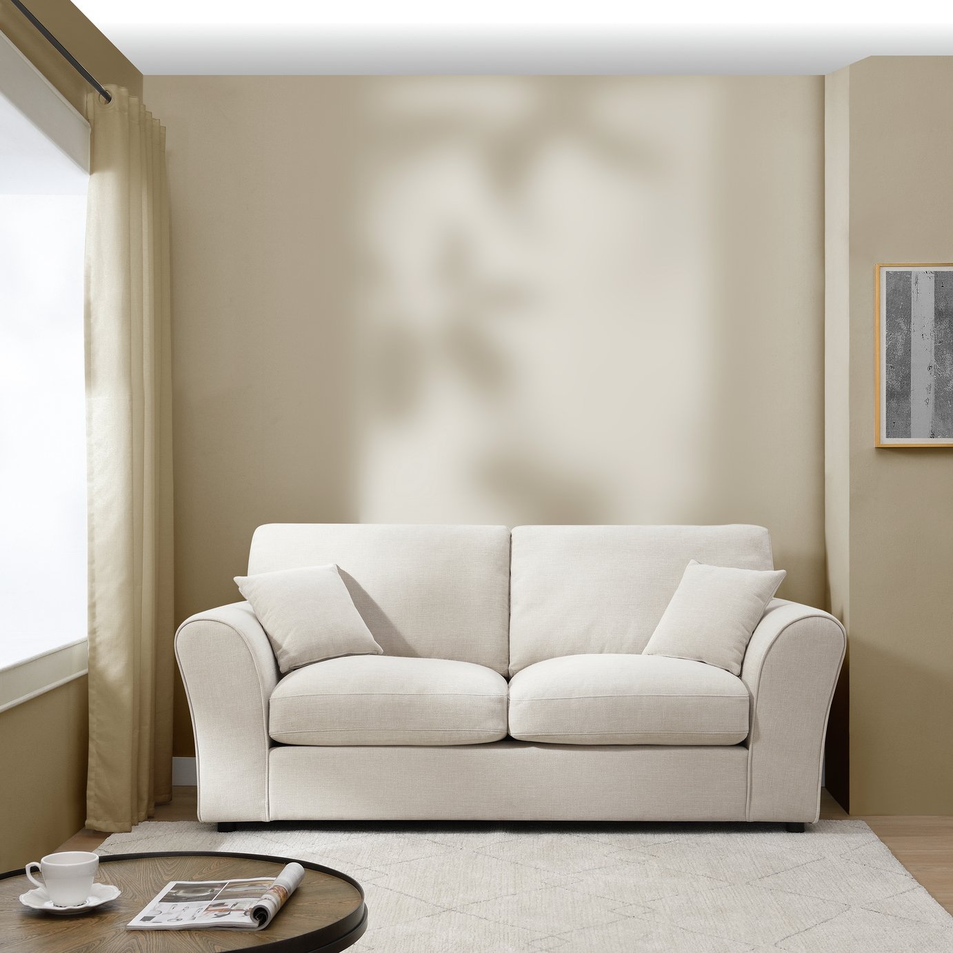 Argos Home Harry Fabric 3 Seater Sofa - Natural