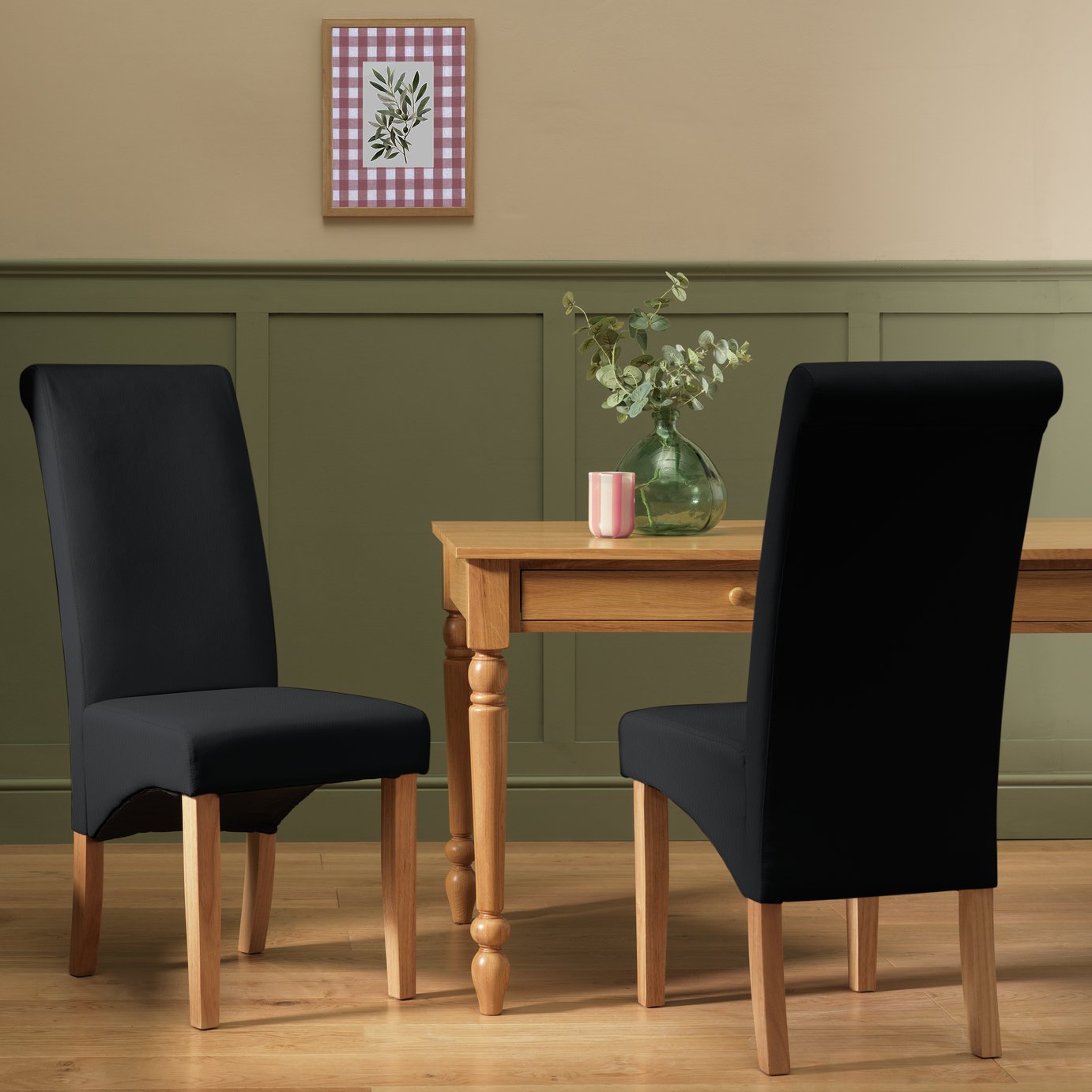 Argos Home Pair of Midback Dining Chair - Black