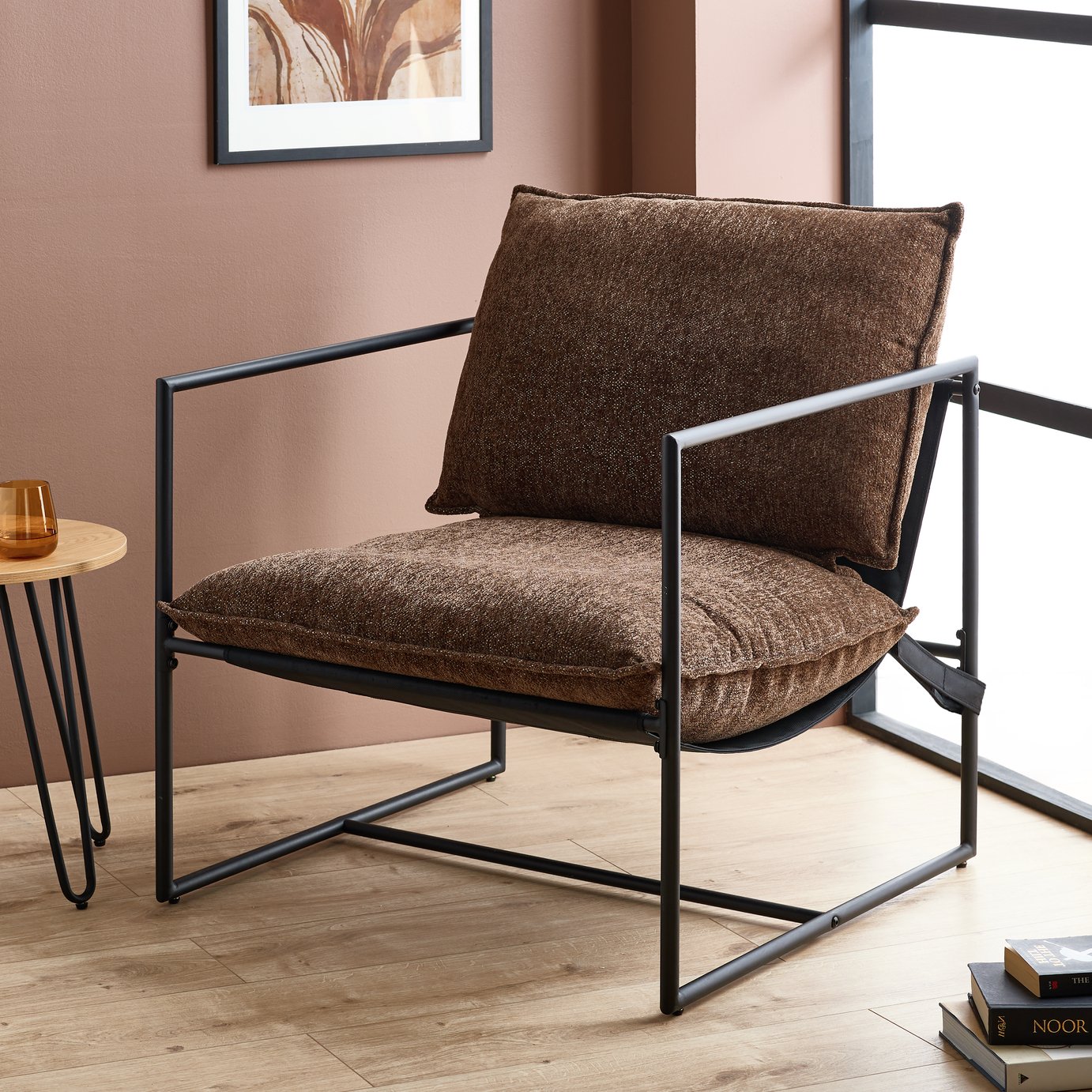 Argos Home Porter Woven Fabric Chair - Brown