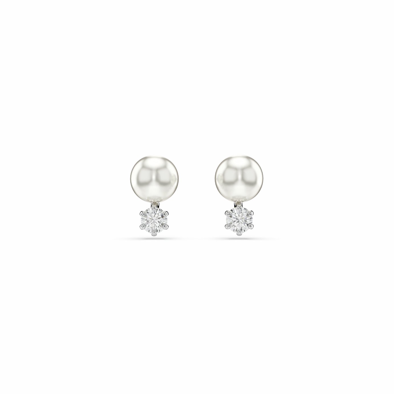 Swarovski Rhodium Plated Crystal Pearl Matrix Stud Earrings
