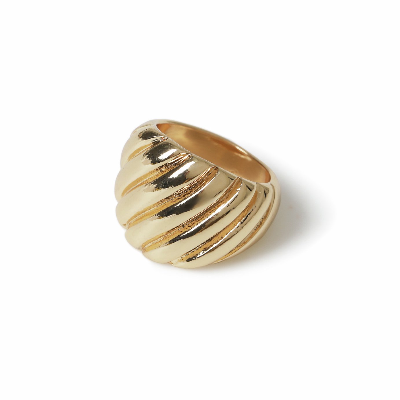 Freedom Gold Tone Ribbed Ring - L