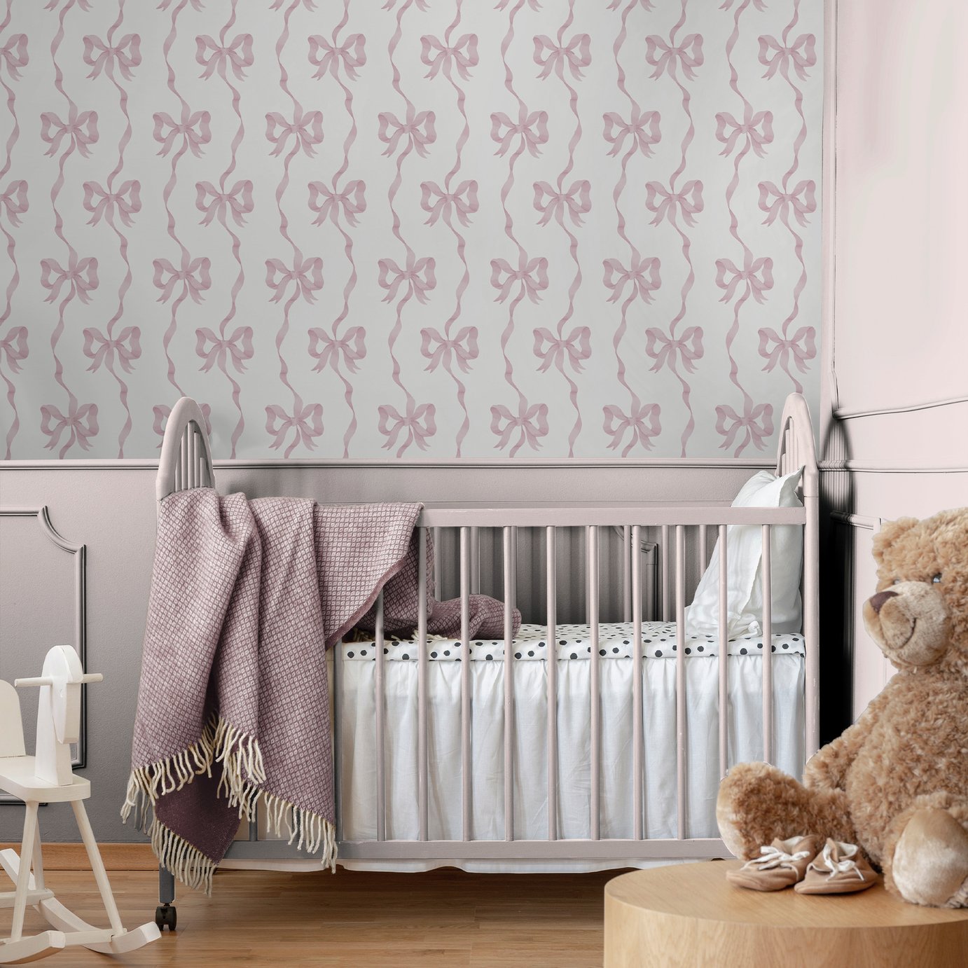 Cath Kidston Ribbon Bow Pink Wallpaper