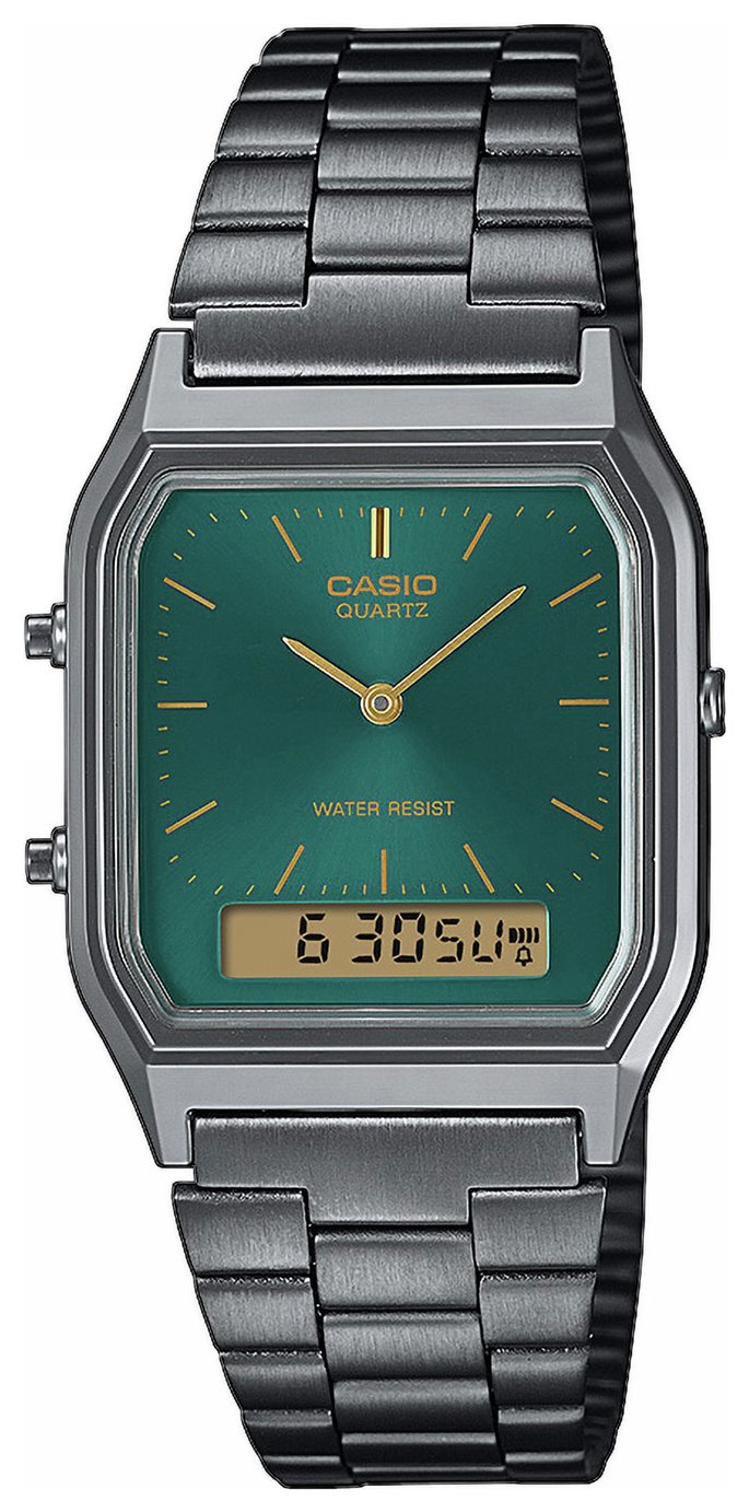 Casio Classic Dual Display Green Dial Bracelet Watch