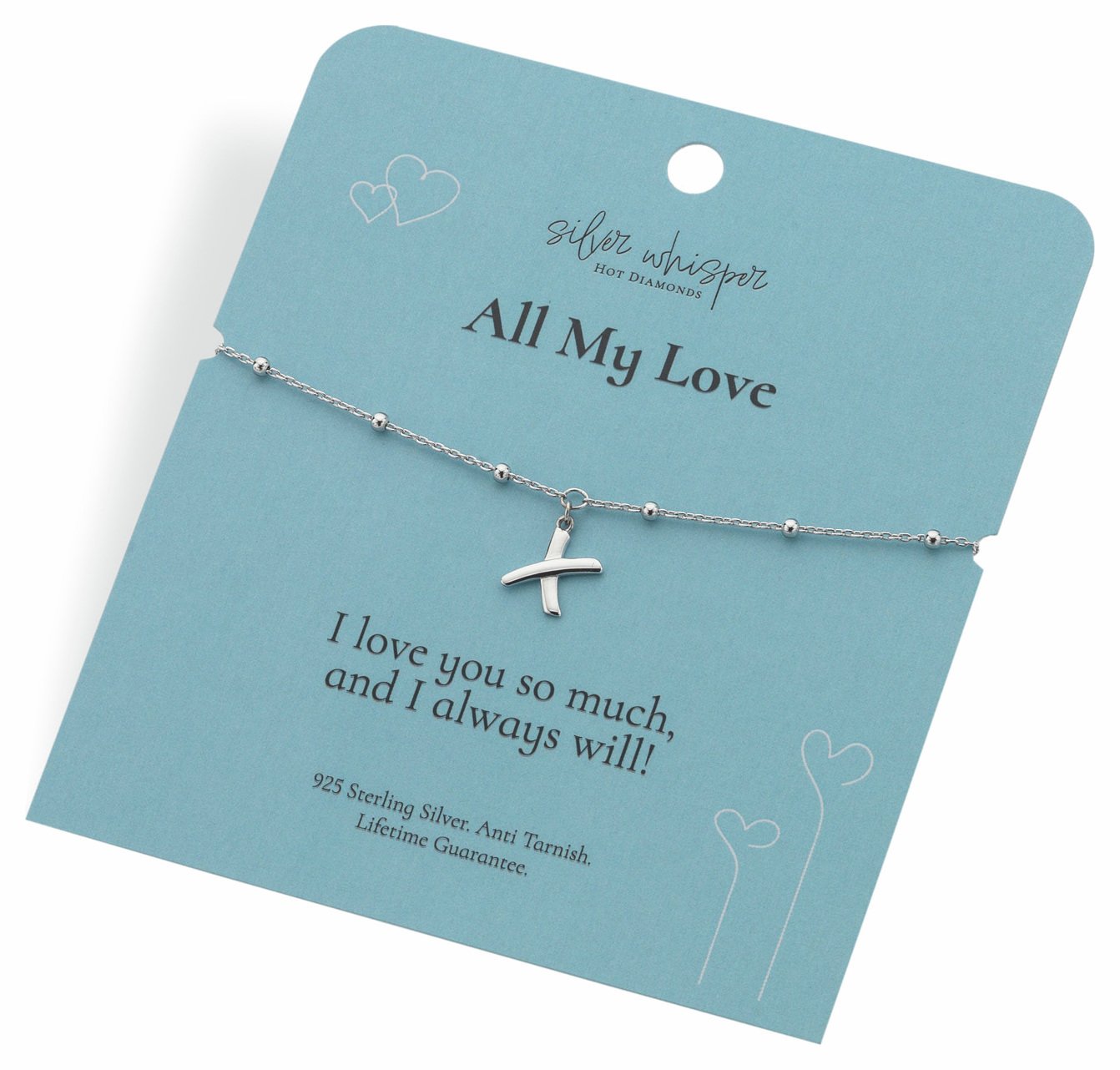 Hot Diamonds Sterling Silver All My Love Kiss Charm Bracelet