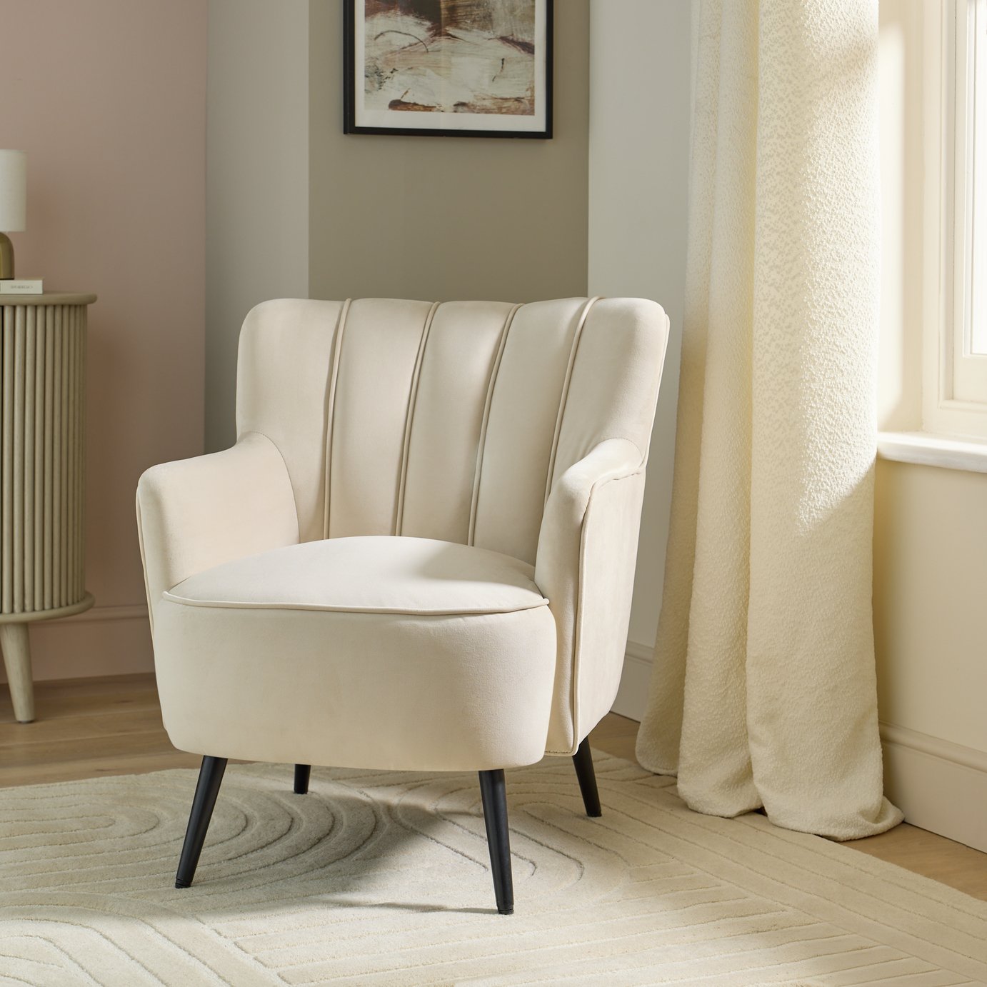 Argos Home Liora Velvet Armchair - Natural