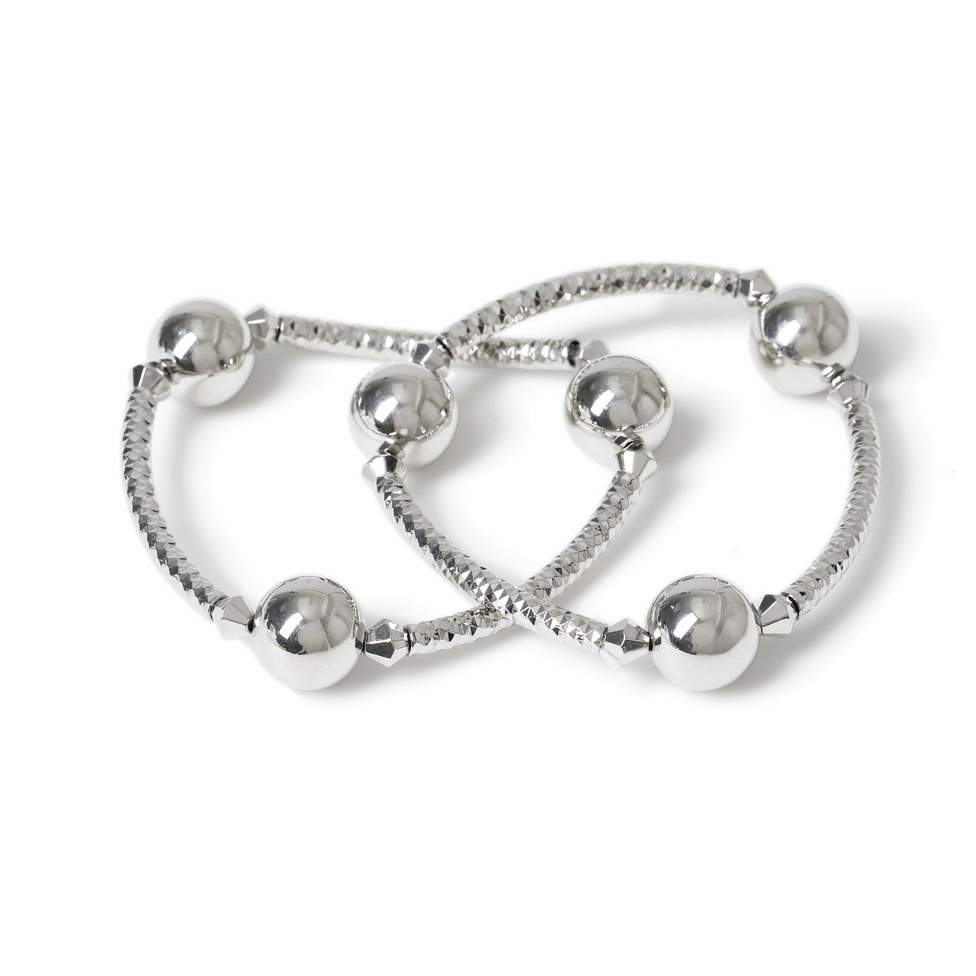 Freedom Silver 2 Pack Ball Stretch Bracelets