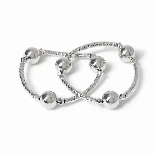 Freedom Silver-tone 2 Pack Ball Stretch Bracelets