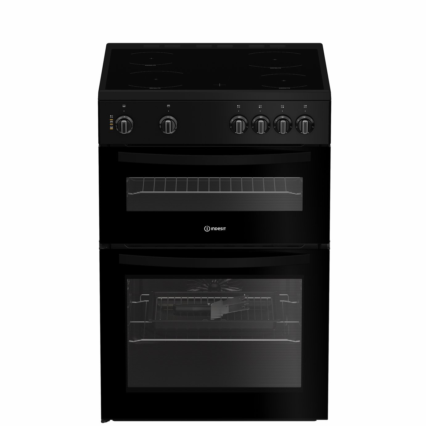 Indesit IDE6VMB 60cm Double Oven Electric Cooker - Black