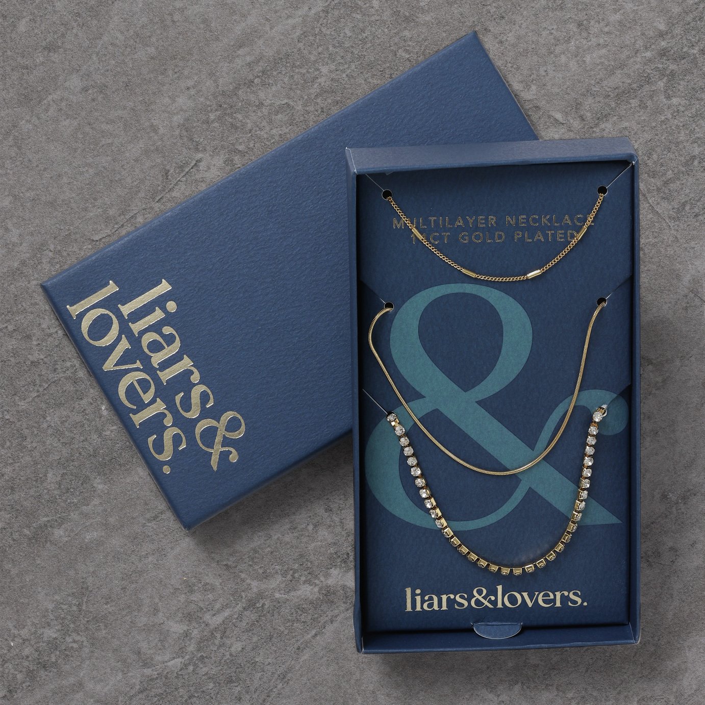 Liars & Lovers Gold Plated Multilayer Tennis Chain Necklace