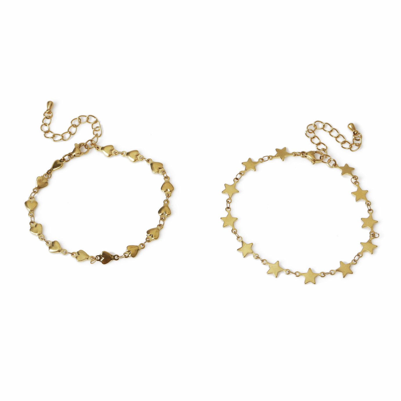 Freedom Gold Heart & Star Link Bracelets